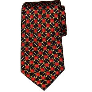 James Fisher London Tie Red Black Gold Silk Men's